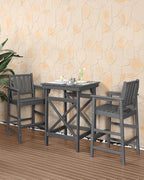 HDPE Outdoor Bar Table, 41" Adirondack Outdoor Bar Height Table, All Weather HDPE Patio High Top Pub Table, Square HDPE Patio Bar Tables for Balcony, Deck, Backyard, Poolside, Smoke Gray