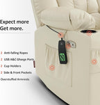 MCombo Dual Motor Small Power Lift Recliner Chair for Elderly, Lay Flat Lift Chair with Heat and Massage, Petite Lift Chair, Cup Holders, Faux Leather 7893 (Cream White, Small)