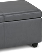 SIMPLIHOME Avalon 48 inch Wide Contemporary Rectangle Storage Ottoman Bench in Stone Grey Vegan Faux Leather, Assembled, For the Living Room, Entryway and Family Room