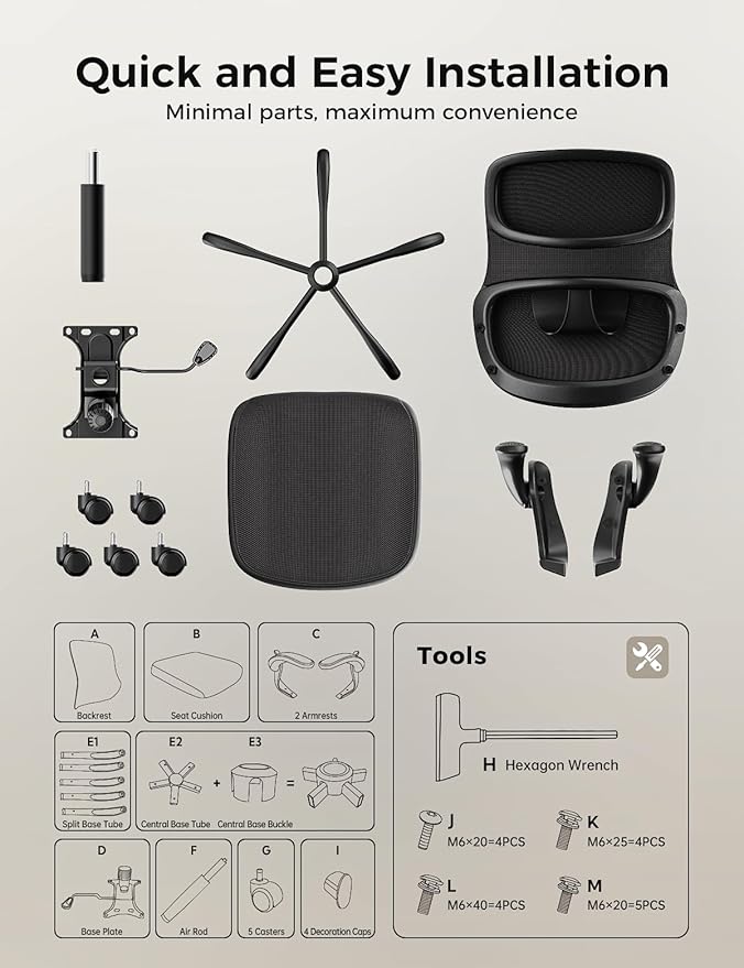 Office Chair, Mesh Ergonomic Desk Chairs, Comfy Computer Gaming Chair with Adjustable Height & Flip-up Armrest, Lumbar Support & Swivel Function for Home Office (Black)