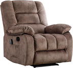 ANJHOME Massage Recliner Chairs with Heat and Vibration,Overstuffed Manual Rocking Reclining Chair for Living Room Bedroom (Camel)