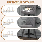 MINCETA Bar Stools Set of 4, 26 Inch Upholstered Barstools with Low Tufted Back and Footrest, Swivel Counter Height Barstools for Kitchen Island Home Bar Performance Fabric Gray