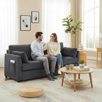3 Seater Couches for Living Room, 79" Modern Corduroy Sofa with 2 Pillows and Storage Pockets, Small Couches for Apartment, Small Spaces, Home Office, Grey