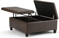 SIMPLIHOME Ellis 36 inch Wide Contemporary Square Coffee Table Storage Ottoman in Chocolate Brown Vegan Faux Leather, Assembled, For the Living Room and Bedroom