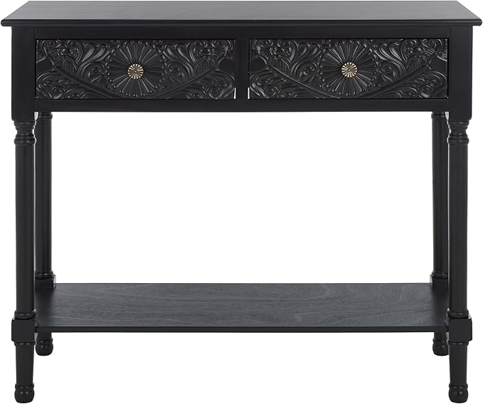 SAFAVIEH Home Collection Josie Black 2-Drawer Console Table for Living Room Foyer Bedroom Hallway Entryway Office