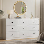 9 Drawer Dresser for Bedroom, 59" Wide White Chest of Drawers, Wooden Dresser with 9 Drawers with Ample Storage, Modern Storage Organizer for Hallway,Nursery