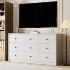 9 Drawer Dresser for Bedroom, 59" Wide White Chest of Drawers, Wooden Dresser with 9 Drawers with Ample Storage, Modern Storage Organizer for Hallway,Nursery