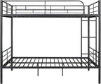 Merax Full Over Full Metal Bunk Bed with Ladder and high Guardrail, Able to Split, Storage Space, No Box Spring Needed, Noise Free, Black