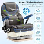 Big and Tall Office Chair with 5D Arms, 600lbs Fabric & PU Leather Heavy Duty Desk Chair, Adjustable Lumbar Support & Height, Tilt Function, High Back Ergonomic Executive Computer Chair
