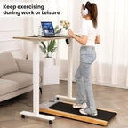 Electric Adjustable Standing Desk with Wheels, 63'' x 24''Sit Stand Desk with Dual Crossbeam and Mouse Pad, 27''-46'' Lifting Range Computer Table with Ergonomic Arc Desktop (Oak Arc)