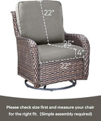 Pop 22x25/22x24 Outdoor Cushions for Patio 5 Piece Set - Set of 5 Water-Resistant Replacement Cushion for Wicker Dining Rocking Swivel Chairs Loveseat Couch Sectional Sofa - Grey/Classic