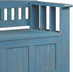 SIMPLIHOME Acadian Entryway Storage Bench - 48 inch Wide Solid Wood Hallway Seat in Distressed Coastal Blue, Transitional Bench for Entryway or Living Room with Lift-Up Lid and Spacious Storage
