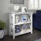 Bush Furniture Key West Small 2 Shelf Bookcase in Pure White Oak, Compact Home Organizer, Vertical Storage Solution, Bookshelf for Office or Living Room
