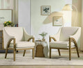 EALSON Modern Accent Chairs Set of 2 Comfy Living Room Chairs with Wooden Frame and Armrest Mid Century Upholstered Fabric Reading Lounge Armchairs for Living Room/Bedroom/Balcony, Chenille White