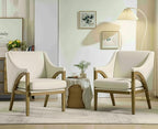 EALSON Modern Accent Chairs Set of 2 Comfy Living Room Chairs with Wooden Frame and Armrest Mid Century Upholstered Fabric Reading Lounge Armchairs for Living Room/Bedroom/Balcony, Chenille White