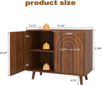 63" Sideboard Buffet Cabinet Set of 2, Modern Accent Cabinet with Carving Lines, Decorative Storage Cabinets for Bedroom Living Room Kitchen Office and Hallway (Walnut, 2)