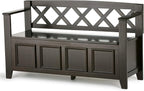 SIMPLIHOME Amherst Entryway Storage Bench - 48 inch Wide Solid Wood Hallway Seat in Hickory Brown, Transitional Bench for Entryway or Living Room with Lift-Up Lid and Spacious Storage