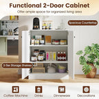 GOFLAME Floor Storage Cabinet with 2 Doors, Freestanding Accent Storage Cabinet Organizer with 3-Tier Inner Shelves, Modern Sideboard Buffet Cabinet for Kitchen, Living Room, Entryway, White