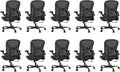 ZZH Ergonomic Office Chair Set of 10 with Adjustable Lumbar Support, Mesh Home Office Desk Chair with Wheels and Flip-up Arms, Black