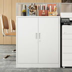 BESFUR Metal Storage Cabinet 36" H, White Locking Cabinet with 2 Lockable Doors and 2 Adjustable Shelves, Garage Storage Cabinet for Home Office, Garage, School, Apartment, Warehouse