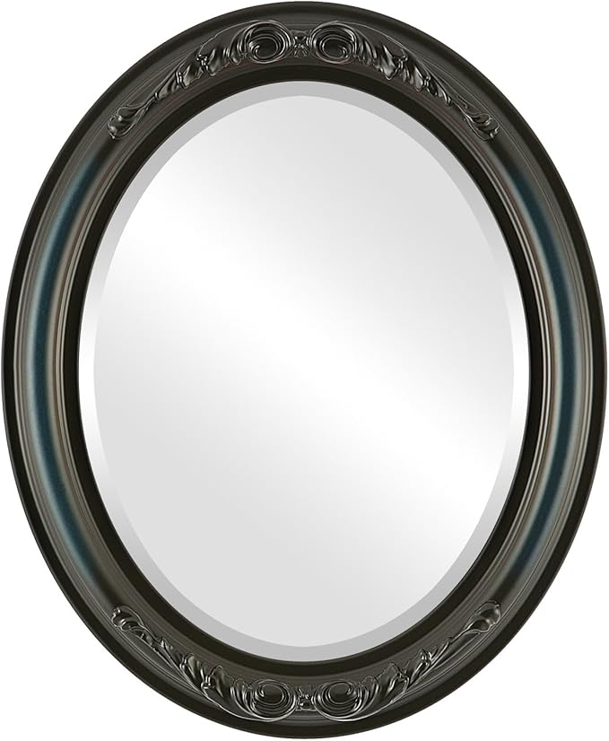 OVALCREST Oval Beveled Wall Mirror for Home Decor - Florence Style - Royal Blue - 20" x 16"