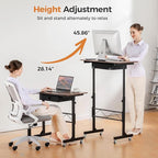 COMHOMA Small Standing Desk Adjustable Height Small Computer Desk Mobile Portable Rolling Laptop Table with Wheels 32" Computer Workstation Sit Stand Desks Portable Standing Table Treadmill desks