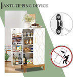 ARTPOWER 45'' Kitchen Pantry Cabinet, 4 - Layer Storage Cupboard with Adjustable Shelves for Storage Cabinet Pantry, Food Pantry Cabinet for Kitchen, Dining Room and Living Room,Gold Legs, White
