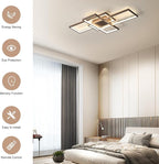 GEADI Modern Ceiling Light Fiture, Dimmable Led Flush Mount Ceiling Lamp with Remote Control,50W Square Close to Ceiling Lights for Bedroom Living Room Dining Room (35.4",Coffee, 3000K-6500K)