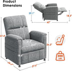 Amada Power Recliner Chair, Electric Chenille Reclining Chair for Adults for Small Spaces with Remote & Side Pockets, Thick Seat Cushion for Living Room & Bedroom, Home Theater, RV