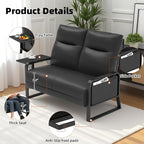 Modular Cloud Sectional Couches for Living Room, Faux Leather Loveseat & Accent Chairs Set of 2, Upholstered Sectional Sofa Set for Office, Black