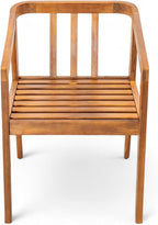 Christopher Knight Home Lucid Set of 2 Outdoor Dining Chair, Acacia Wood Frame Dining Chairs, Accent Chair Set with Comfortable Cushions, Patio Armchair for Backyard Poolside Garden, Natural + Beige