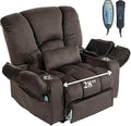 Big Man 500 lbs Power Lift Recliner for Big & Tall Elderly Adults 28 Inch Wide Seat, Lay Flat Lift Recliner Chair with Extended Footrest, Heat Massage, USB Type-C, Flip Arm Storage & Cup Holders