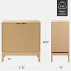 Best Choice Products 2-Door Modern Storage Cabinet, Buffet, Sideboard, Media Cabinet, Cupboard, Entryway Accent Table, Bookcase w/Reeded Panels and Adjustable Shelves – Natural