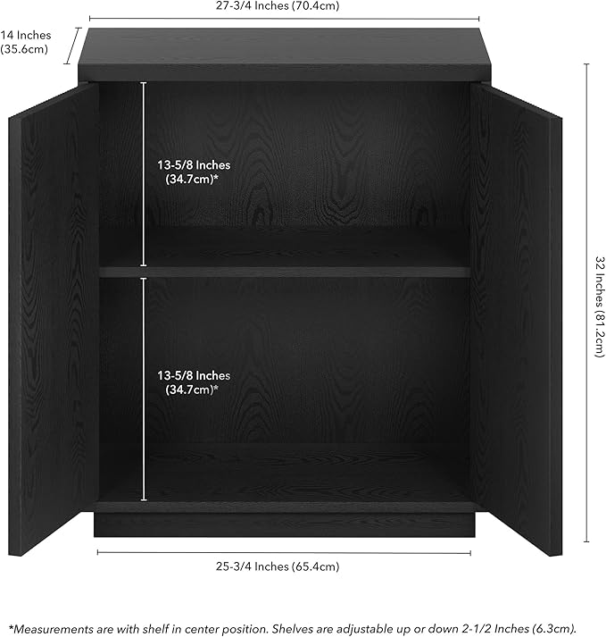 Henn&Hart Alston Accent Cabinet, 28" Wide, Black Grain