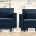 Vesgantti Sectional Sleeper Sofas with Storage, 118" Sofa Bed with 8 Seats Storage Chaises Removeble Cover, Deep Seat Modular Couches Velvet Couch Set for Living Room, Apartment, Home Theatre, Blue