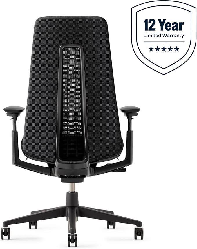 Haworth Fern Office Chair – Ergonomic and Stylish Desk Chair with Breathable Mesh Finish - Without Lumbar Support (Coal)