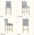 GOTMINSI 24" Bar Stools Set of 2 for Kitchen Island Upholstered Counter Height Bar Stools with Button Tufted Decoration Barstools Home Kitchen Island Wooden Bar Chairs Grey