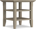 SIMPLIHOME Acadian SOLID WOOD 19 Inch Wide Square Transitional End Table in Distressed Grey, For the Living Room and Bedroom