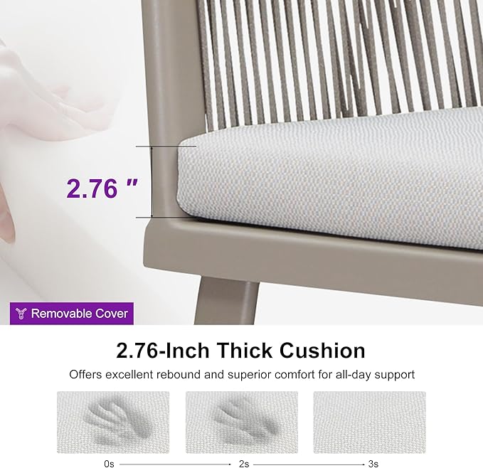 PURPLE LEAF Patio Dining Set for 18 All-Weather Wicker Aluminium 20 Piece Outdoor Table and Chairs Set Included Cushions for Backyard Indoor Decor Kitchen Modern Outdoor Furniture Set Champagne