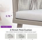 PURPLE LEAF Outdoor Dining Set for 12 All-Weather 14 Pieces Patio Aluminium Dining Large Table and Rope Weave Chairs Included Cushions for Deck Indoor Decor Kitchen Patio Furniture Set Champagne