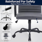 Office Chair, Ergonomic Executive Conference Room Chairs, Ribbed Leather Desk Chair with Lumbar Support, Adjustable Height Mid-Back Swivel Chair with Padded Seat