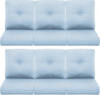Patio Chair Cushions 6 Packs - Outside High Back Thick Cushion 22x24 for Outdoor Glider Rocking Chairs Loveseat 3-Seater Couch Sofa – Baby Blue/Buckle