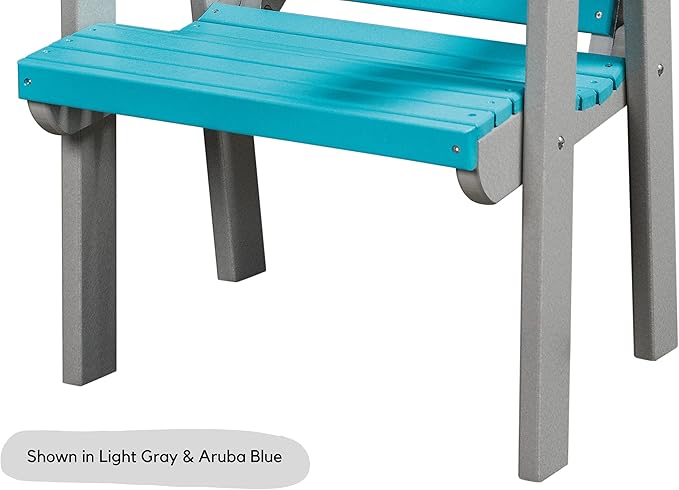 DutchCrafters Modern Horizontal Slat High Back Poly Outdoor Patio Chair (White & Aruba Blue)