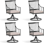 Sophia & William Swivel Patio Chairs Set of 4, Metal Rocker Rocking Outdoor Dining Chairs with Seat Cushions, Patio Bistro Steel Furniture Chairs with Armrest for Outside Yard, 4 Pack