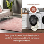 nuLOOM 4' Square Cozy Plush Area Rug, Machine Washable, Non-Slip, Soft Fluffy Shag Carpet for Living Room Bedroom Kids Room Nursery Home Decor, Loni Pink