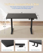 YIHAYO Electric Standing Desk, 48 x 24 Inches Stand Up Desk with Splice Board, Adjustable Height Desk, Computer Desk for Home Office, Black Frame/Black Top
