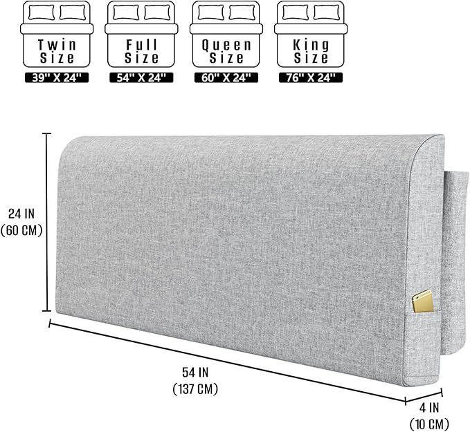 Upholstered Full Headboard, No Tools Needed, Wall Mounted Headboard with Removeable Washable Linen, Multi-Functional Backrest (Grey)
