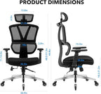 Chair Master Ergonomic High Back Office Chair | Roller Blade Casters | Mesh Chair | for Executives, Office Goers, Work from Home Set up | 3D Armrests, Adjustable Headrest