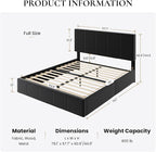 SHA CERLIN Full Size Bed Frame, Velvet Upholstered Platform Bed, Vertical Channel Tufted Adjustable Headboard, Low Profile Bed Frame, No Box Spring Needed, Easy Assembly, Black
