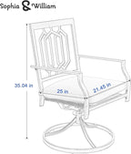 Sophia & William Outdoor Metal Swivel Chairs Set of 2 Patio Dining Rocker Chair with Cushion Furniture Set for Garden Backyard Bistro, 300 lbs
